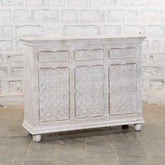 Indian Hand Carved Mango Wood 3 Door & 3 Drawers Sideboard